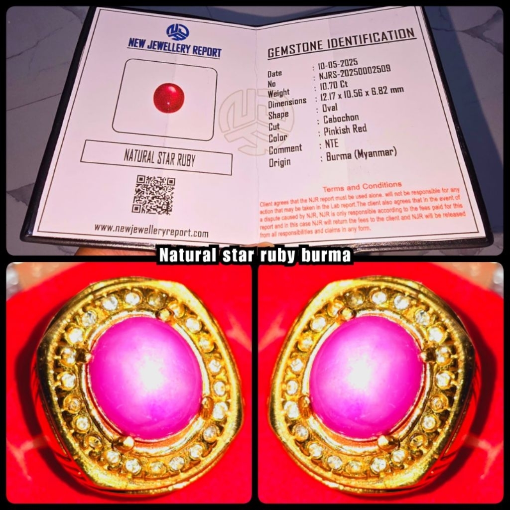 natural star ruby burma belang koi star HQ + serrtifikat lab