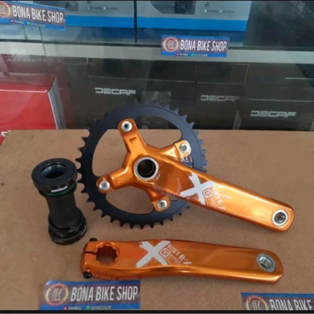 Crank FSA Gravity Moto-X Orange Inculde Bottom Bracket - BB 73 single chainring 38T - hollowtech II