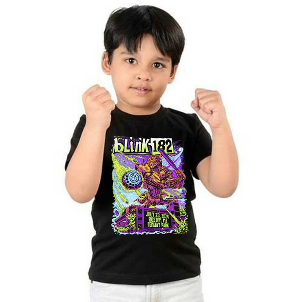 Kaos Blink182 Band Emo Tour Boston Fenway Park 2024 Tshirt Anak Umur 2 s/d 12 Tahun