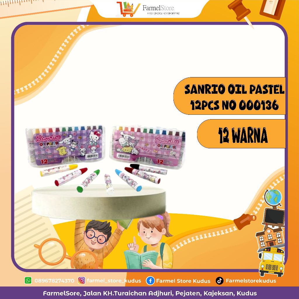 

Sanrio Crayon Oil Pastel (Isi 12 Warna)