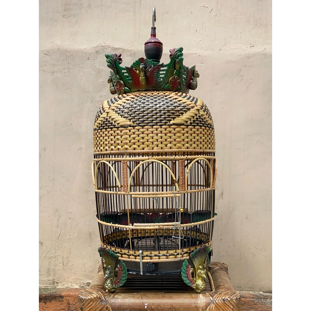 KANDANG PERKUTUT ROTAN BULAT KLASIK/ SANGKAR PERKUTUT/ KANDANG PERKUTUT/ KANDANG BURUNG