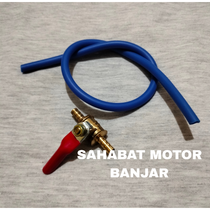 Paket Selang Bensin 40cm + Kran Bensin Kuningan 1/4 Motor Universal Keran Bengsin Bebek-Matic-Sport 