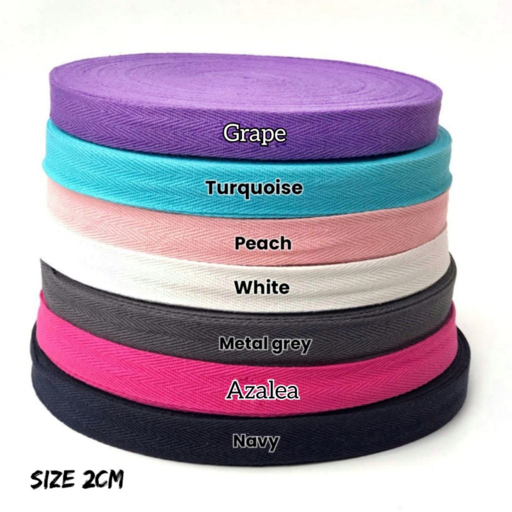 1 ROLL - TWILL TAPE 2 CM / PITA KATUN TWILL TAPE / TWILL TAPE POLOS / TALI GULING