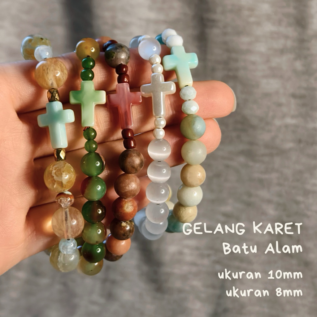 Gelang Rosario • Batu Alam Karet • Aksesoris Rohani Kristen Katolik
