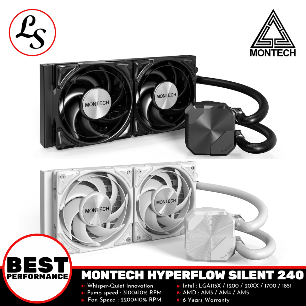 MONTECH CPU COOLER Hyperflow Silent 240 AIO Liquid CPU Cooler