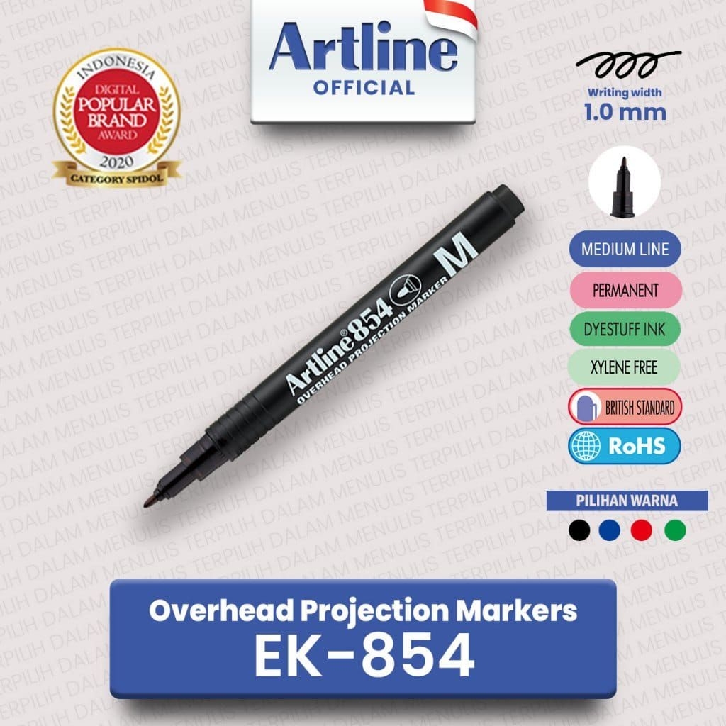 

Spidol Artline OHP Overhead Project Permanent Marker 1 mm EK-854M Hitam
