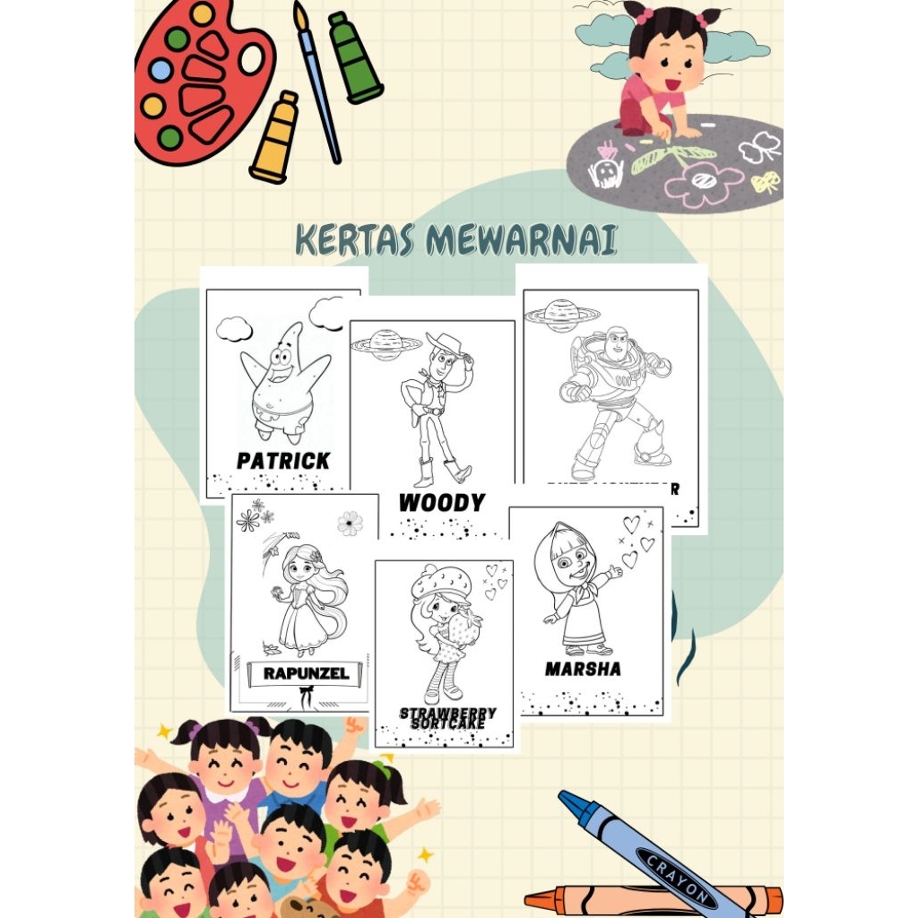 

KERTAS MEWARNAI ANAK PAUD TK TEMA BOY AND GIRL UKURAN KERTAS A4 70 gsm