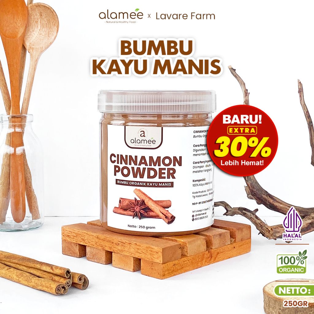 

ALAMEE Bubuk Kayu Manis Bumbu Dapur Instan Cinnamon Powder kayumanis Tanpa Campuran Organik 250gr BUMA