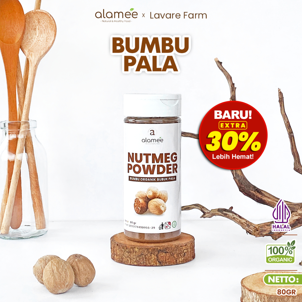 

ALAMEE Bumbu Dapur Pala Bubuk Nutmeg Seasoning Powder Rempah Murni Asli Tanpa Campuran Organik 80g BUMA