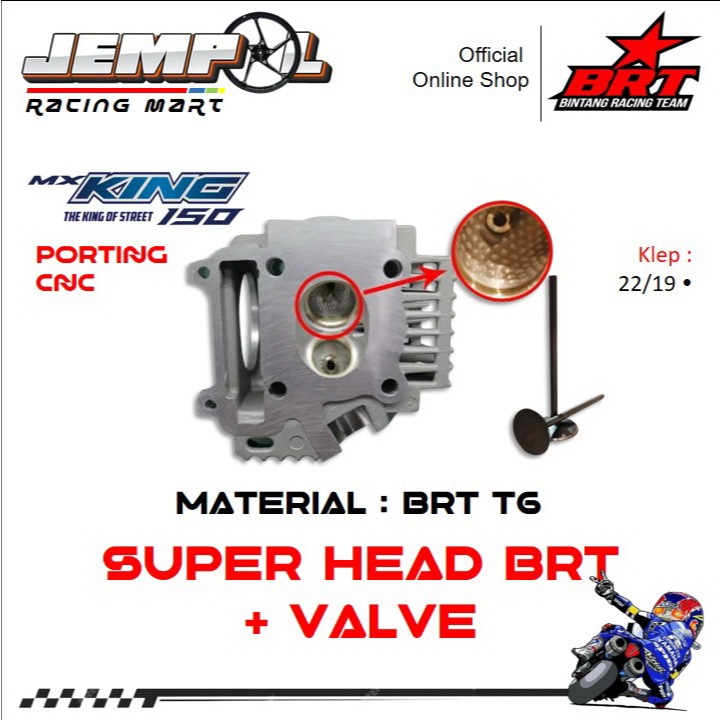 BRT Head Silinder Kop + Klep BRT Nickel Set Porting CNC MX King