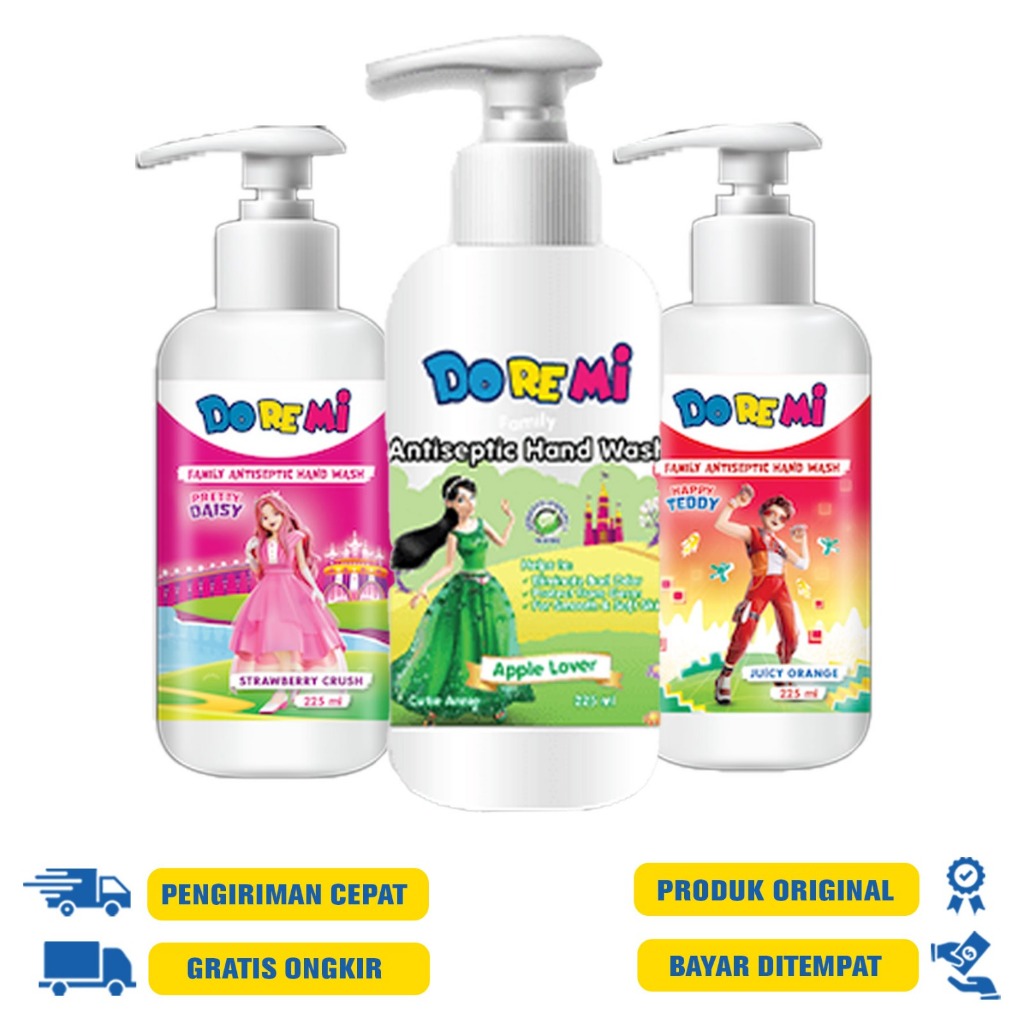 DOREMI HAND WASH ANTISEPTIC 225ML - APPLE LOVER | STRAWBERRY CRUSH | JUICY ORANGE