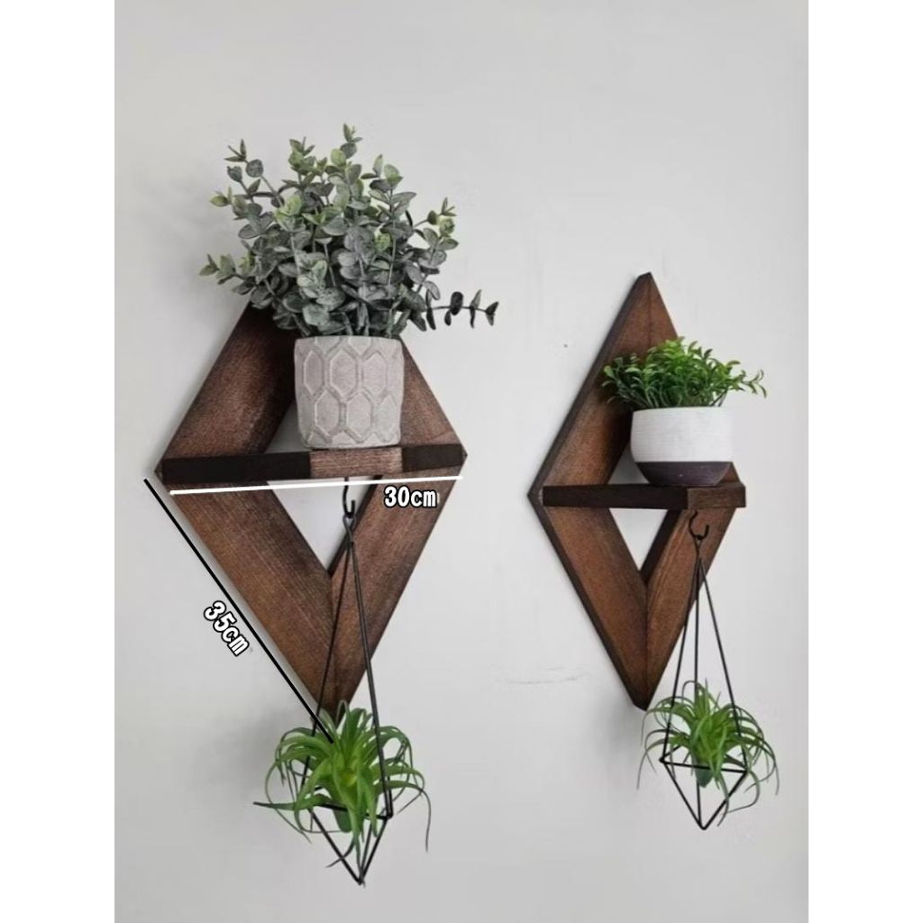 Gantungan Rak Dinding Kayu Jati Model Segitiga Unik