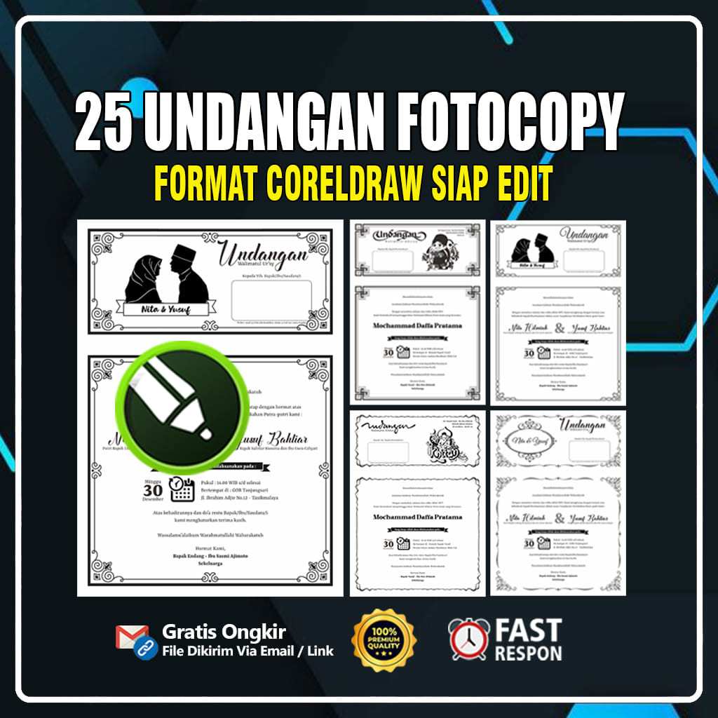 25 Desain Undangan Fotocopy Format CorelDraw V15 CDR Template