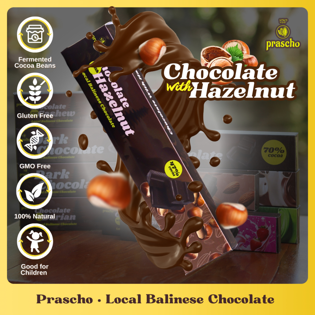 

PRASHCO - Chocolate With Hazelnut Gurih Manis dan Creamy Cokelat Bar Premium Coklat Batang Sehat
