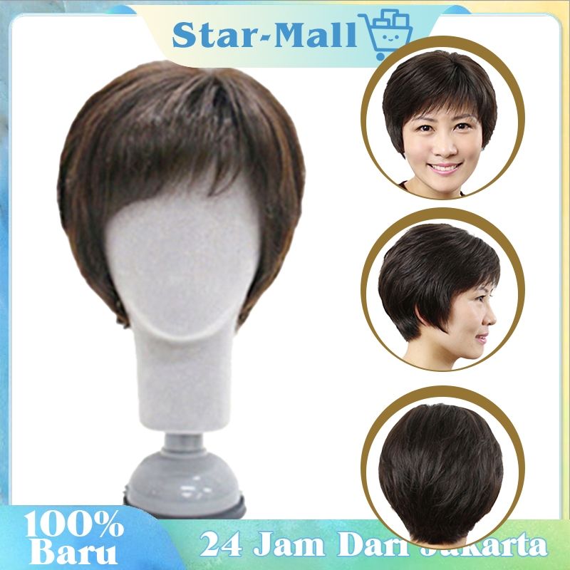 Hairclip Wanita / Wig Wanita Pendek Rambut Asli
