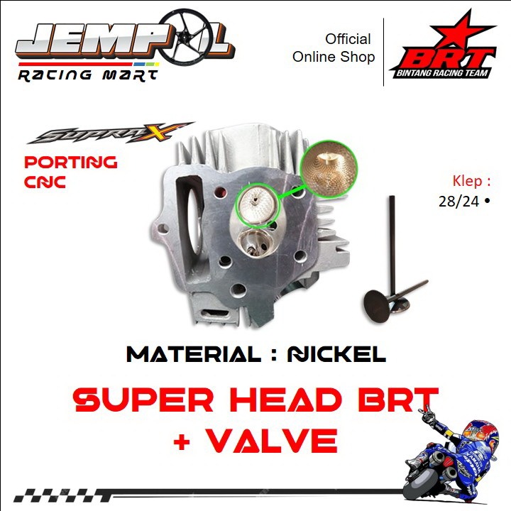 BRT Head Silinder Kop + Klep Nickel Bronze Papas Porting CNC Supra Grand Legenda C100 Astrea