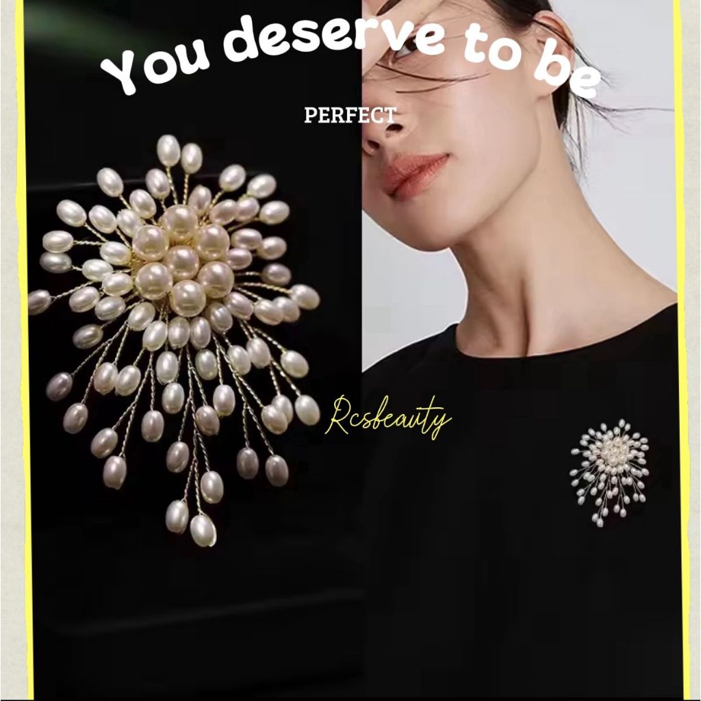 RCS - Bros blazer baju pin bros kerudung mutiara bunga handmade korea style kualitas premium