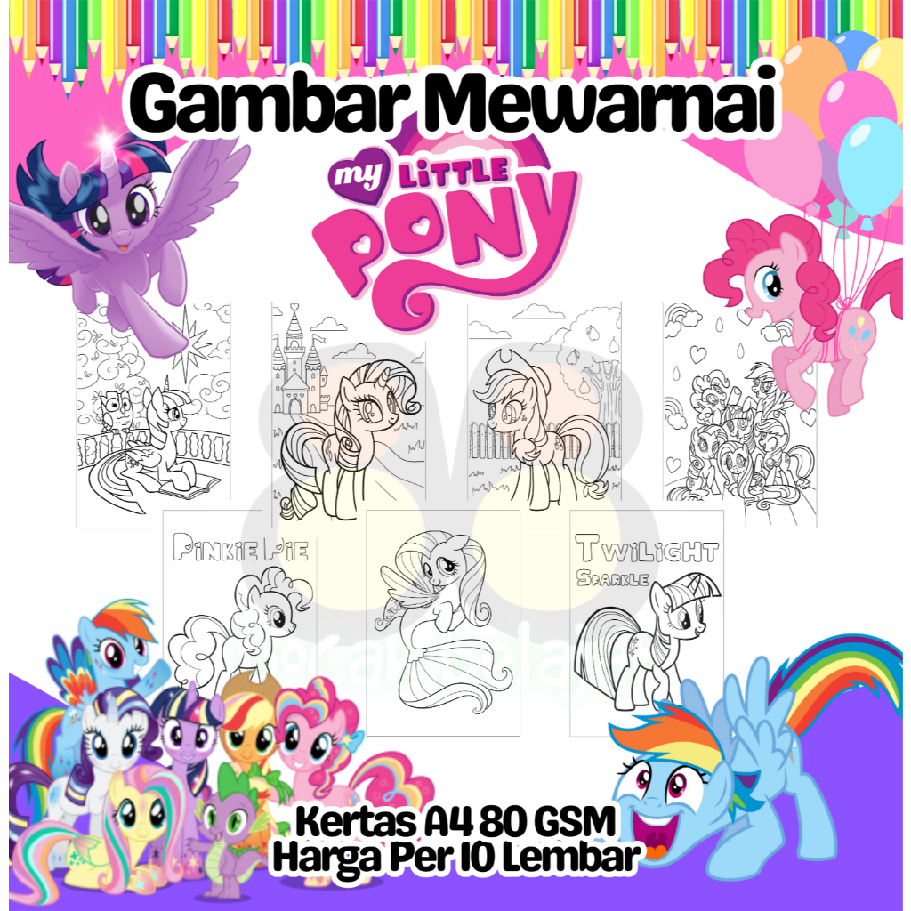 

10 Lembar Kertas A4 Gambar Mewarnai Tema MY LITTLE PONY Termurah - Anak Anak TK SD PAUD Remaja