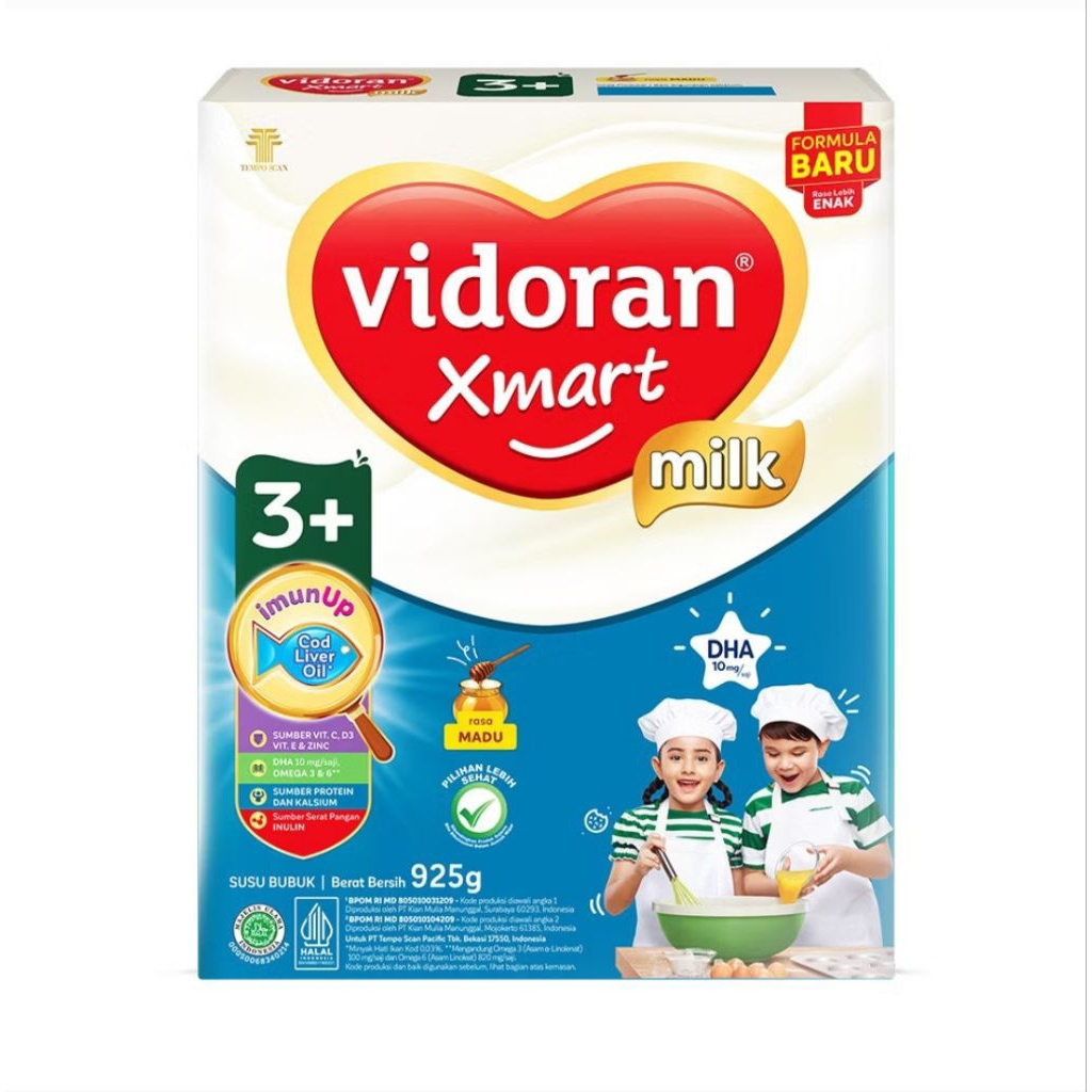 Vidoran Xmart 3+ Madu 925gr Vidoran Smart 3 Susu Pertumbuhan Anak 3-5 tahun Exp Date : Sept 2026