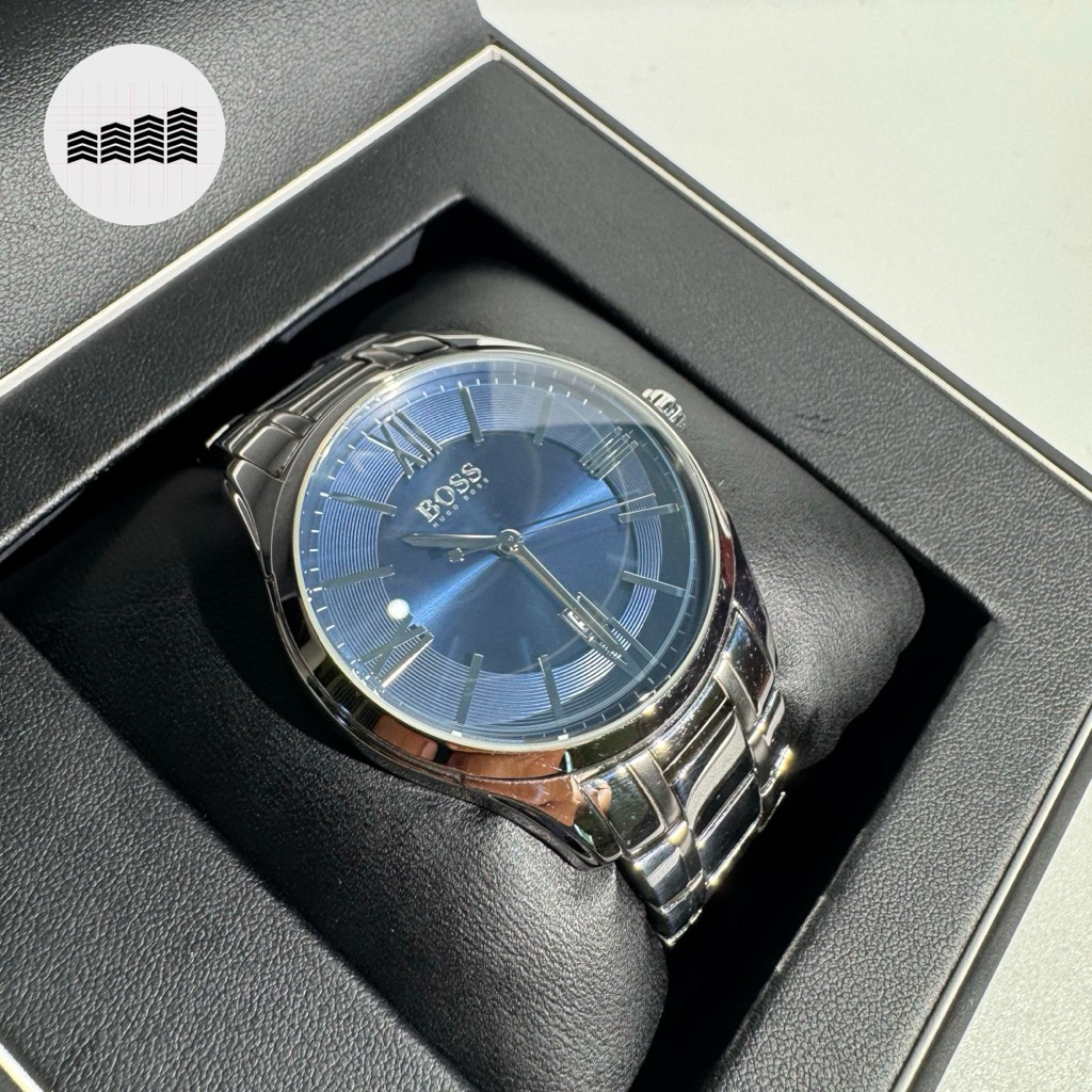 Jam Tangan Pria Original Hugo Boss 1513034 Quartz Blue Dial second / bekas / seken - 44mm