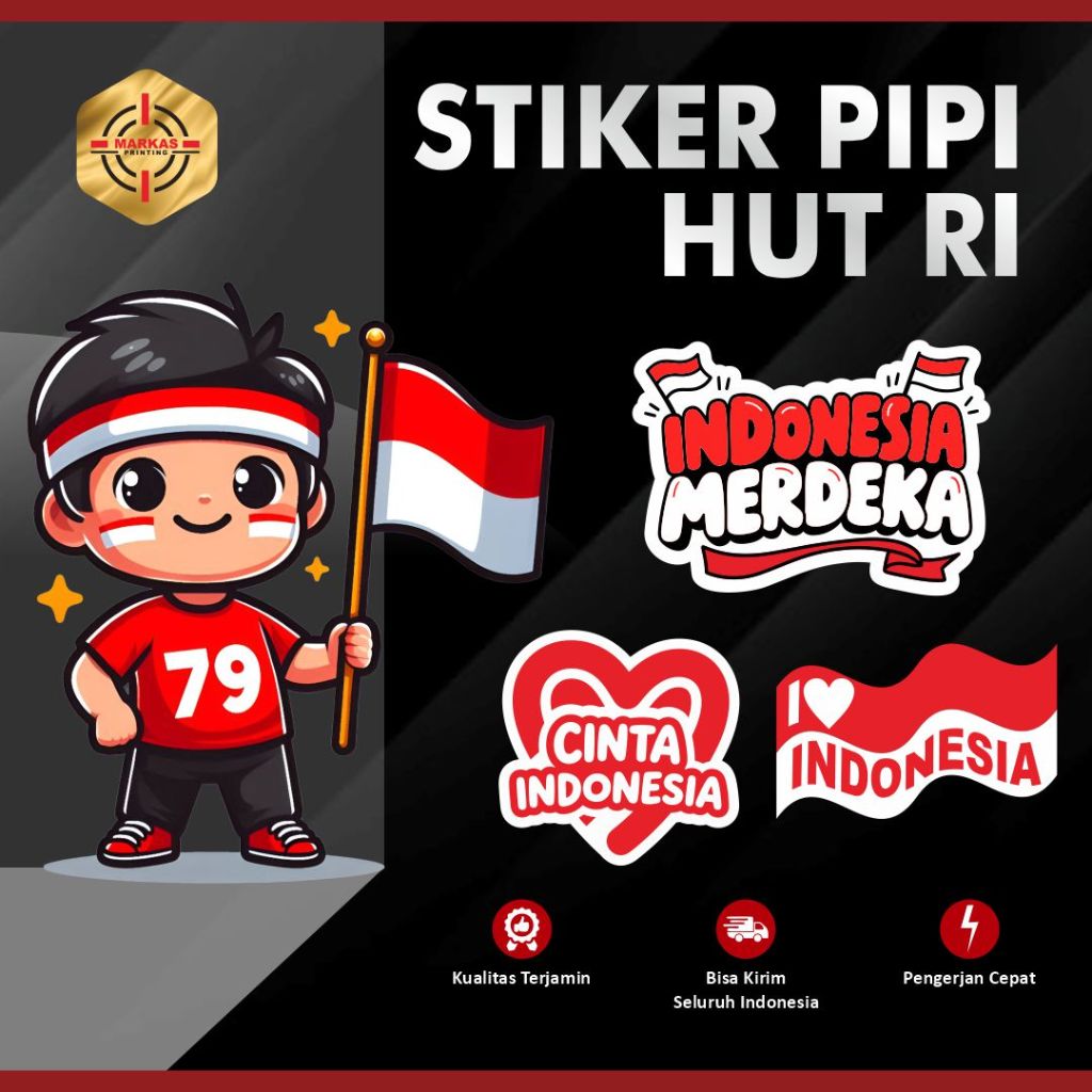 

Stiker pipi untuk aksesories Hari Kemerdekaan | stiker HUT RI