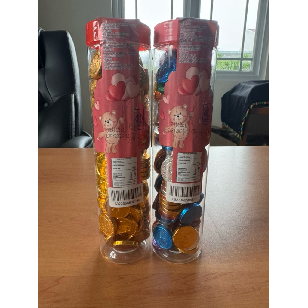 

halal Chen liang Cokelat compound hitam manis bentuk koin coklat tabung 300 gr