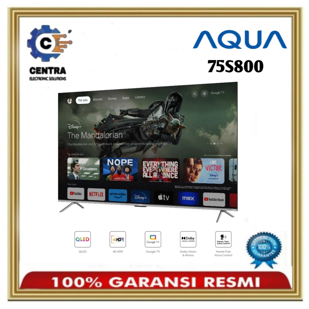 TV Aqua 75 Inci Qled 4k Google Tv Aqt75s800ux Ready