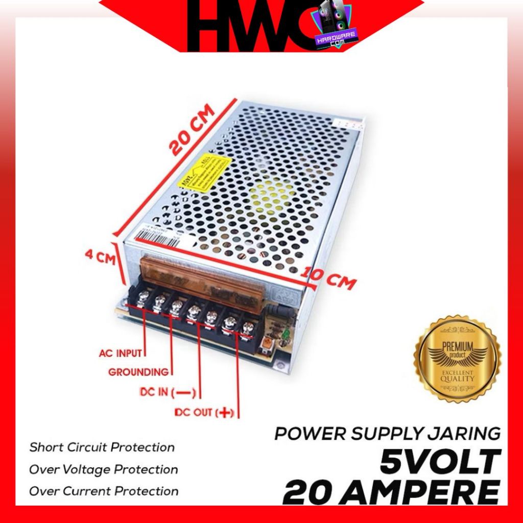 PSU Power Supply CCTV Jaring 12V/10A Switch 110/220V