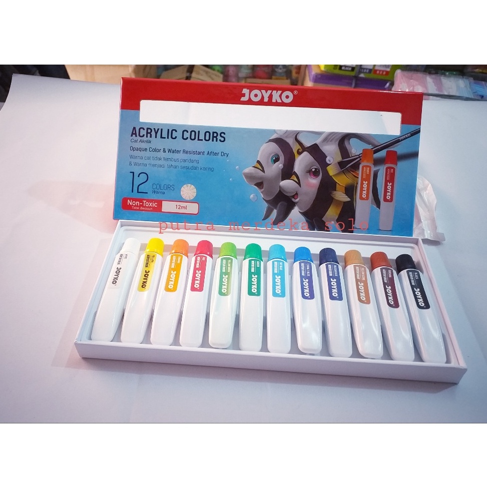 

KODE Q87O Cat Acrylic Joyko 12 Warna 12 ML Set Paint Cat Lukis Akrilik 12 cc
