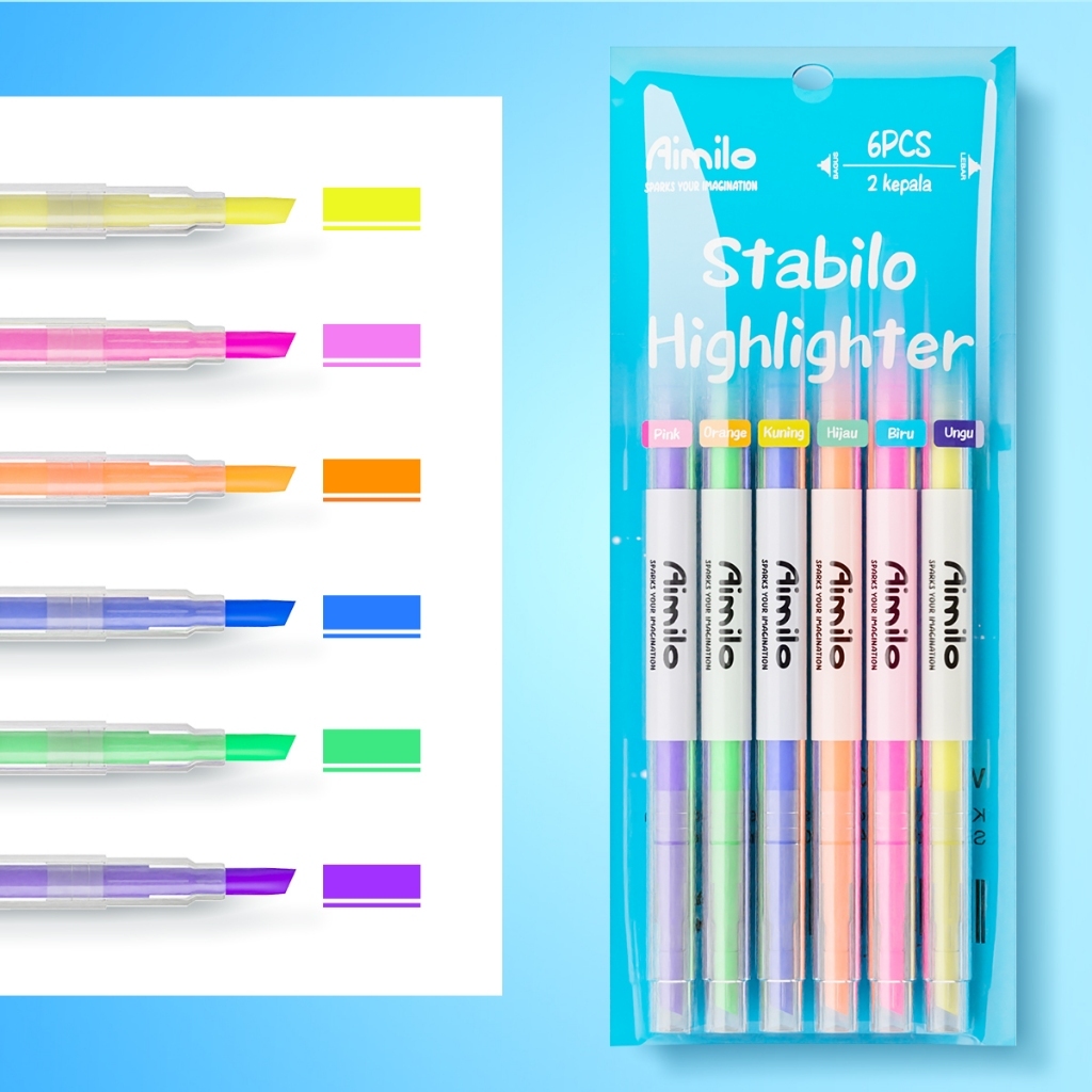 

[COD] Stabilo Pastel 1 Set Highlighter 2 Sisi 6 PCS / Stabillo Pastel 1 Set Warna Warni / Alat Tulis