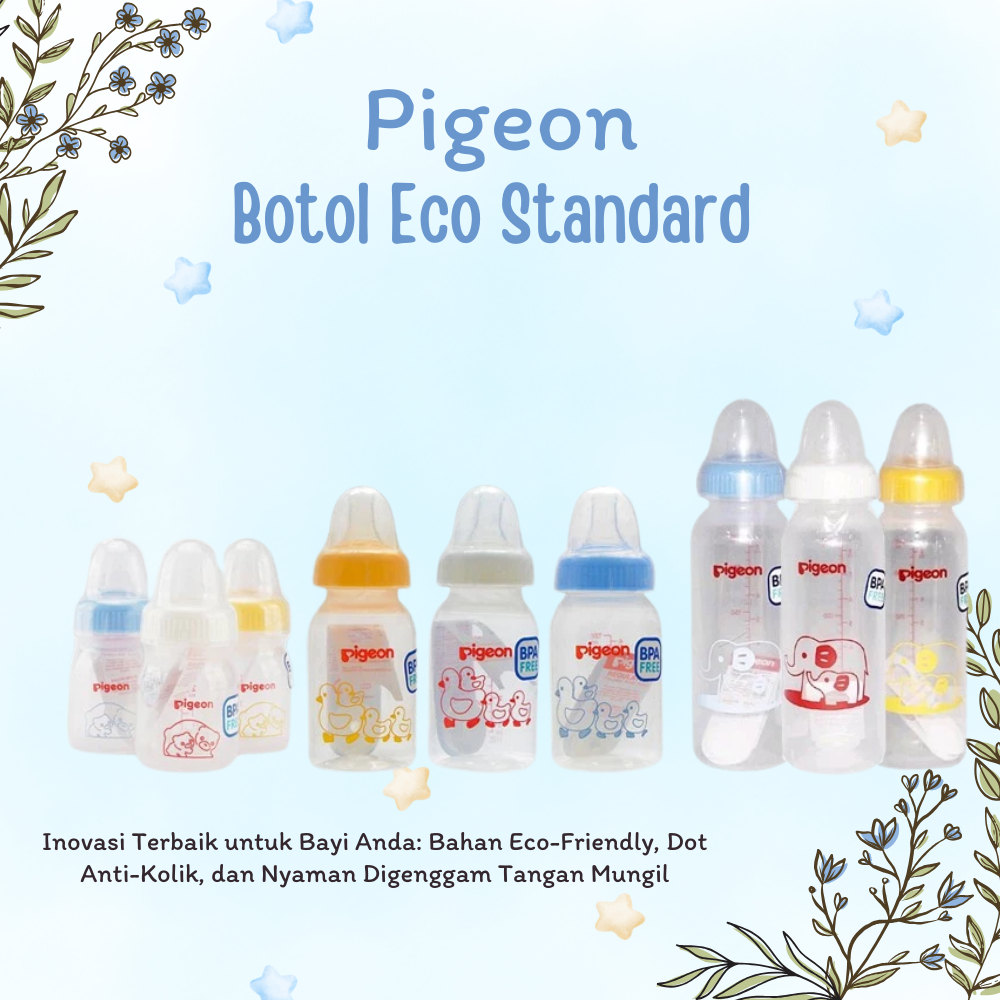 Botol Susu Bayi | Dot Bayi Botol Susu | Botol Susu Anak 2 Tahun | Pigeon Bottle Eco Std [60/120/240]
