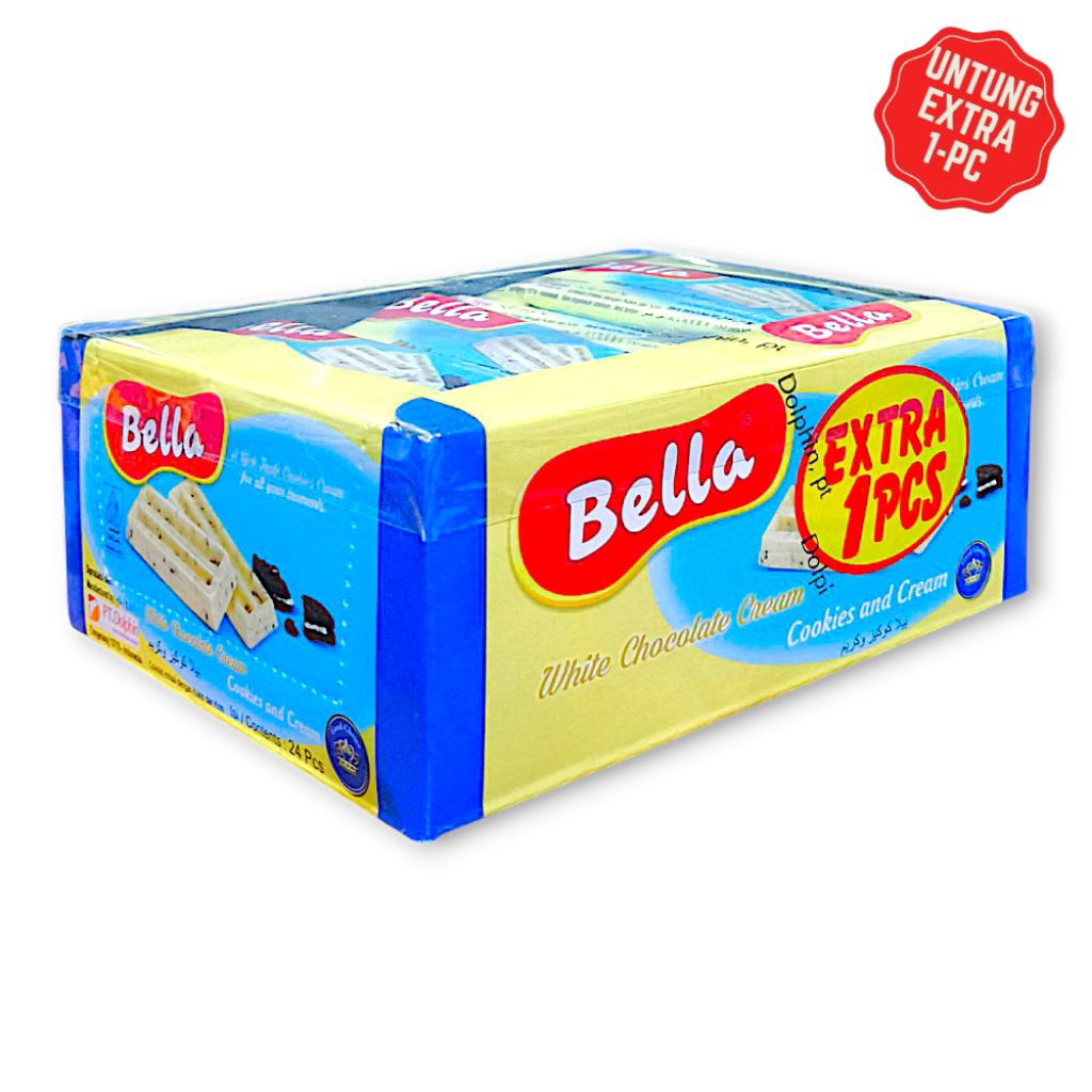 

[BELI BANYAK MAKIN MURAH] BELLA WHITE CHOCOLATE BAR [1 BOX ISI 24 PCS] Cokelat Putih Dengan Potongan Kukis Krim Kombinasi Rasa Yang Enak Nagih Juga Murah