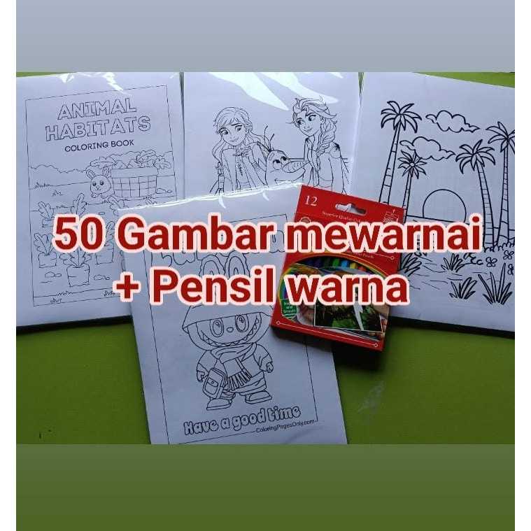 50 Gambar Mewarnai + Pensil Warna