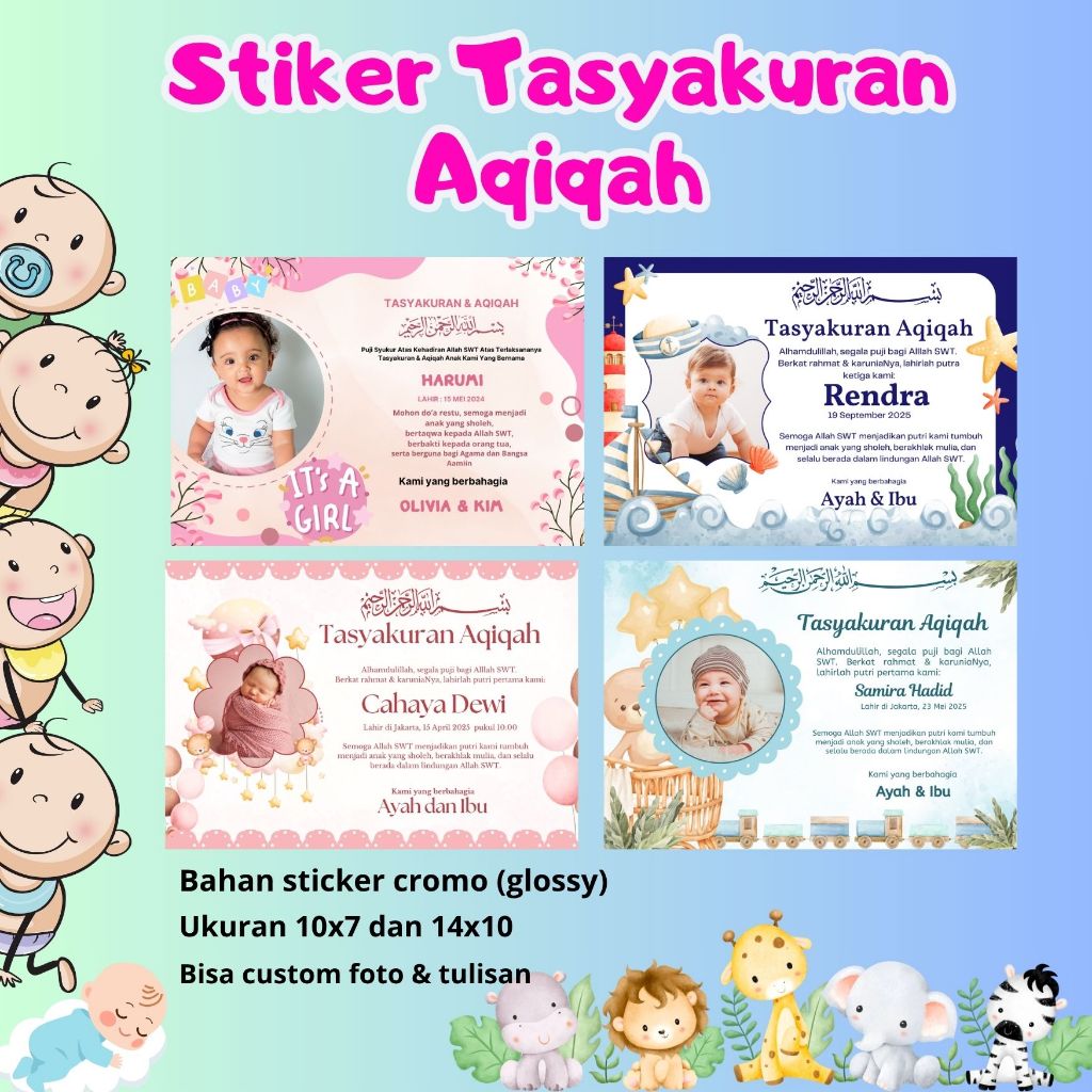

STIKER LABEL AQIQAH / Tasyakuran Kelahiran/ STICKER TASYAKURAN/STICKER AQIQAH/AQIQOH