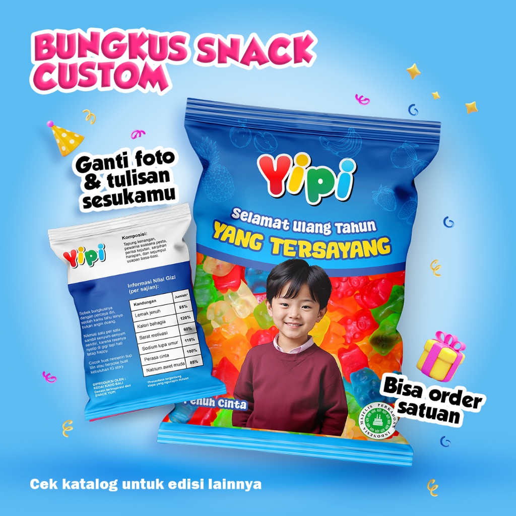 

Bungkus Snack Custom YUPI GUMMY BEAR | Kado Anak, Ulang Tahun, Wisuda | Bungkus Hampers kado custom