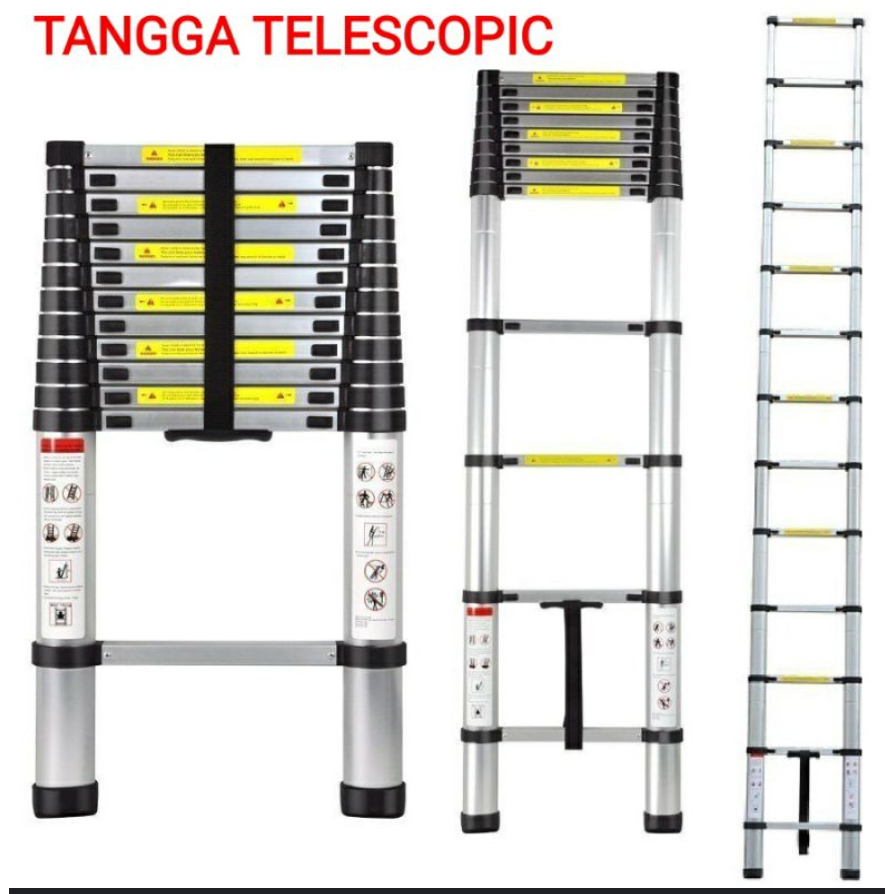 Tangga Lipat Aluminium Teleskopik 4.2M Single Telescopic Ladder 4.2 M / Tangga Lipat Aluminium