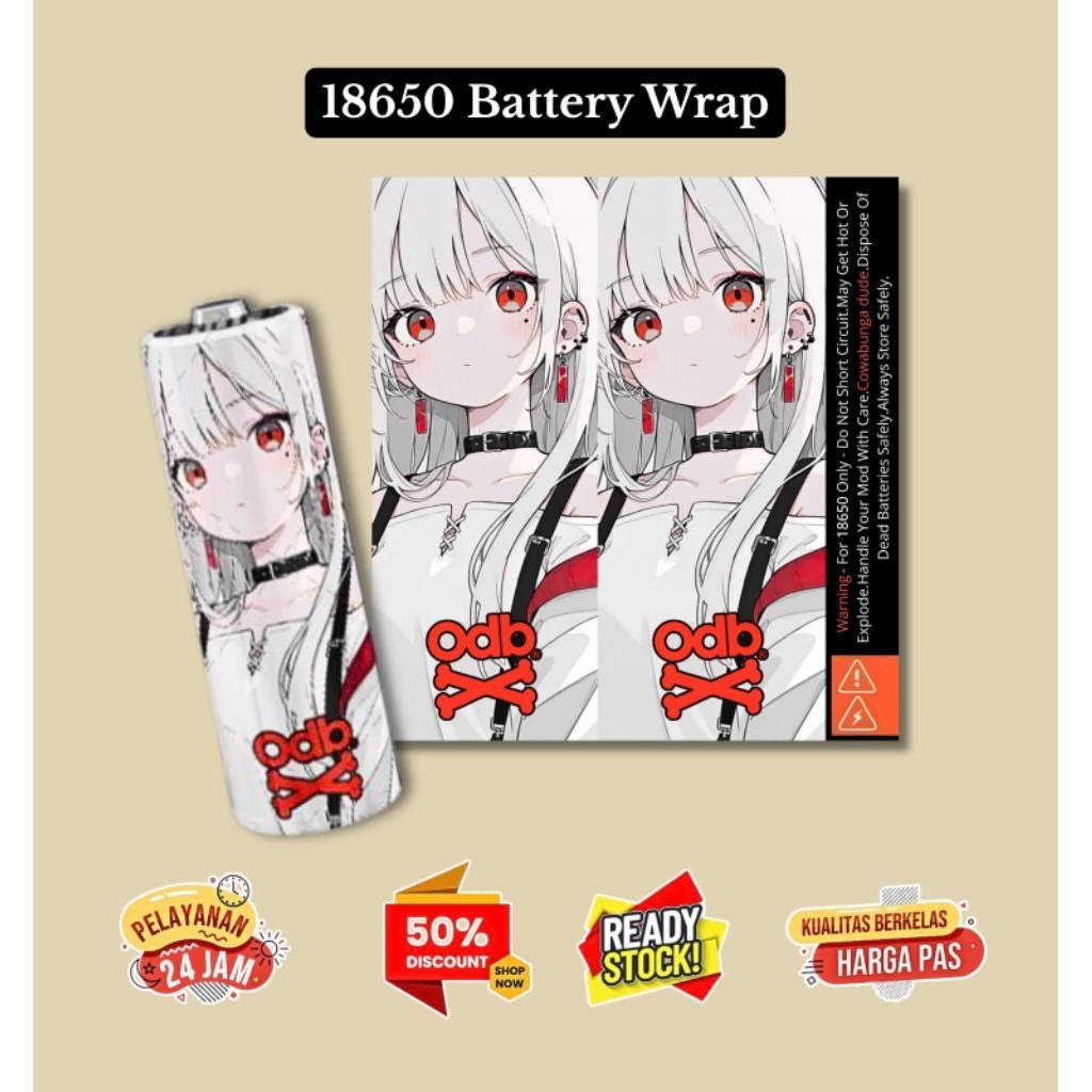 

Holdingskyy - Stiker Baterai 18650 Cute Vibes, Bold Style - Get The Look Untuk Melindungi Dan Mempercantik Device