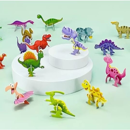 [BS} DIY Puzzle 3D Mewarnai Dinosaurus Pesawat / Puzzle 3D Mini Animal
