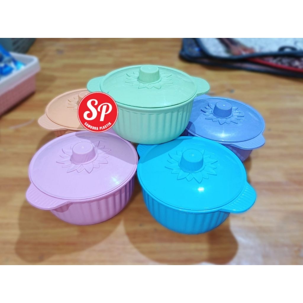 BASI BULAT / WADAH SAJI PLASTIK + TUTUP / WADAH SAYUR / WADAH NASI