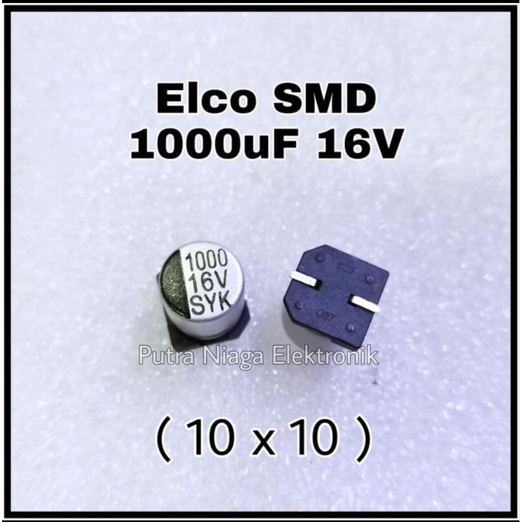 Kapasitor Elco SMD 1000uF 16V Alumunium 1000 uF 16Volt Aluminum Kapasitor size 10x10