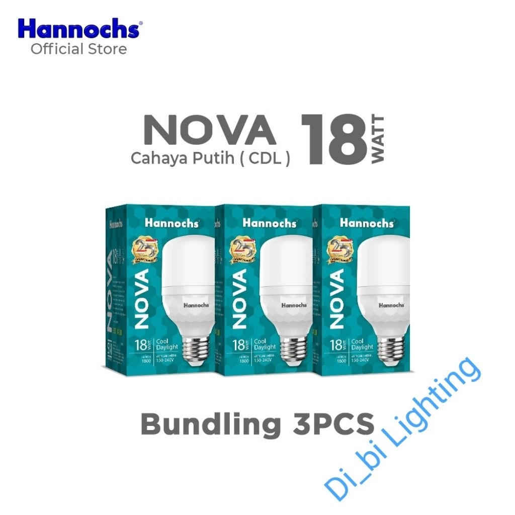 Lampu hannochs 18watt isi 3pcs