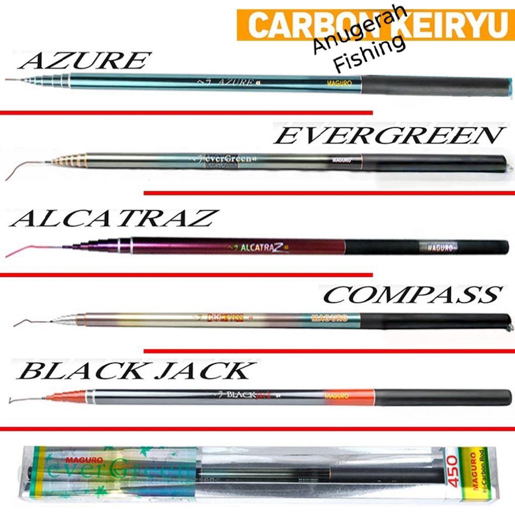Joran Tegek MAGURO Evergreen | Compas | Alcatraz | Black Jack | Azure | Alat pancing original