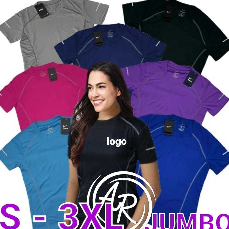 KODE J37H Kaos olahraga JUMBO wanita atasan sport lengan pendek baju dryfit senam cewek aerobik zumb