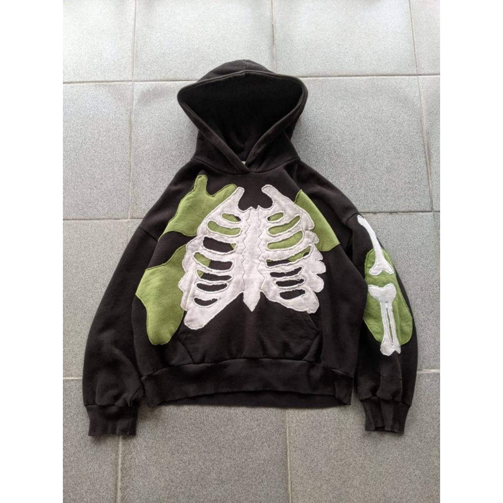 reworked hoodie skeleton flame