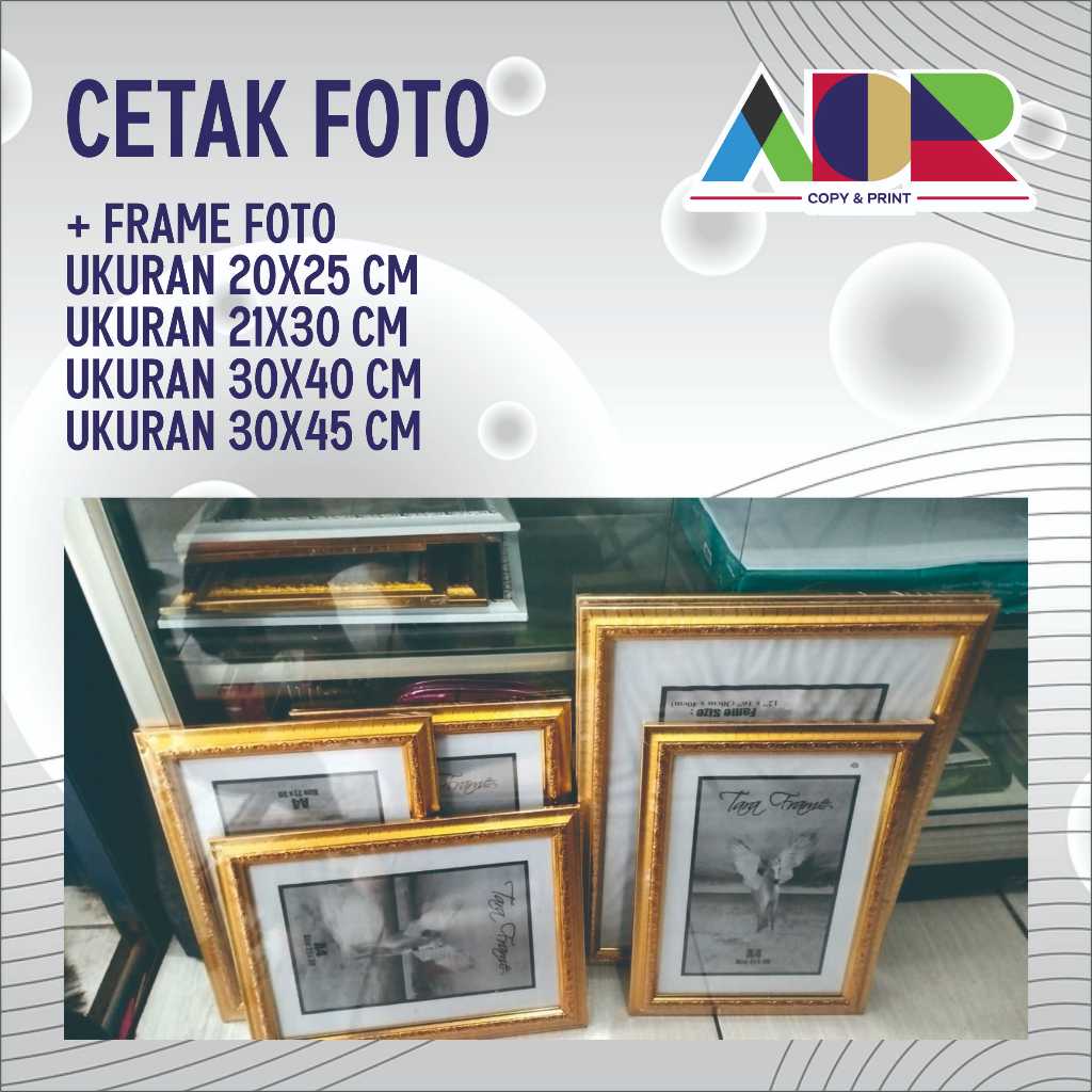 CETAK FOTO + FRAME/BINGKAI UKURAN A3 A4 A5