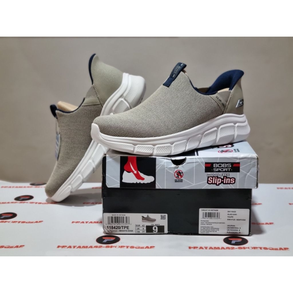 SIZE 41 ( 26 CM ) - ORIGINAL ASLI SKECHERS SLIP-INS BOBS B FLEX HEIGHTS EDGE SEPATU PRIA ON TRAINING