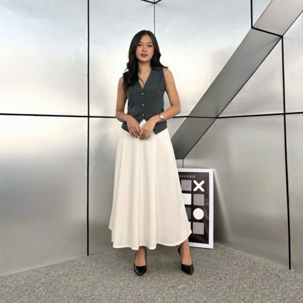 ROK MAYUNG JODHA KOREAN MAXI SKIRT SCUBA PREMIUM // ROK FLARE SKIRT OFFICE MODEL A LINE