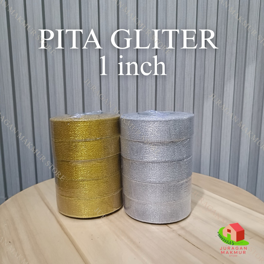 

1 ROLL PITA EMAS PERAK GOLD DAN SILVER 1 INCH (2,5CM) pita glitter metalik gold dan silver
