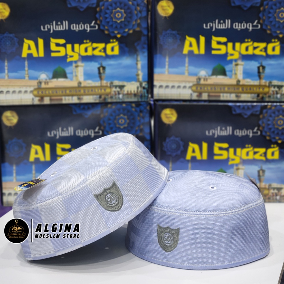 KODE N5U KOPIAH AL SYAZA  Al WAFA PREMIUM MOTIF KOTAK  CATUR  PECI MALAYSIA PUTIH  KOPIAH MALAYSIA  