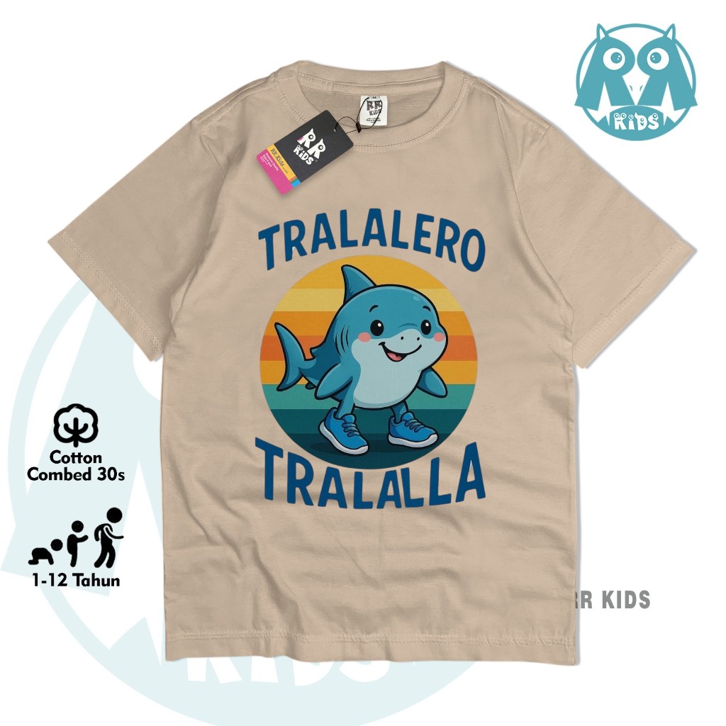 RJ8 Baju Kaos Distro Anak Laki Laki Perempuan Tralalelo Combed 30s 1-12thn